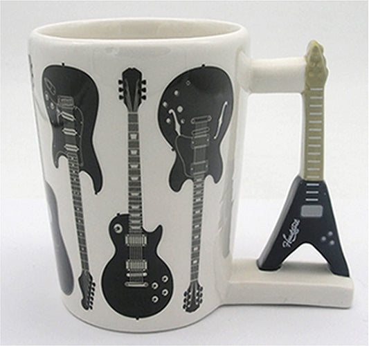 Puckator Headstock Rock Guitar Shaped Ceramic Mug with Handle Mug for Hot Drinks, Decorative Gift Box, for Home or Kitchen