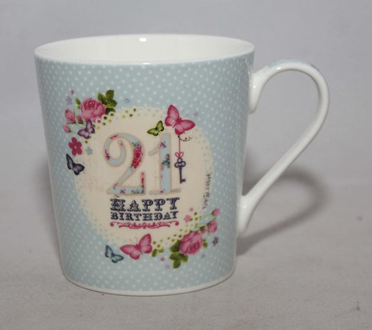 Bellissima Happy Birthday 21 Butterfly Fine China Mug