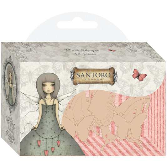 Santoro Mirabelle Wooden Butterfly Elements, Set of 18, Multi-Colour - hanrattycraftsgifts.co.uk