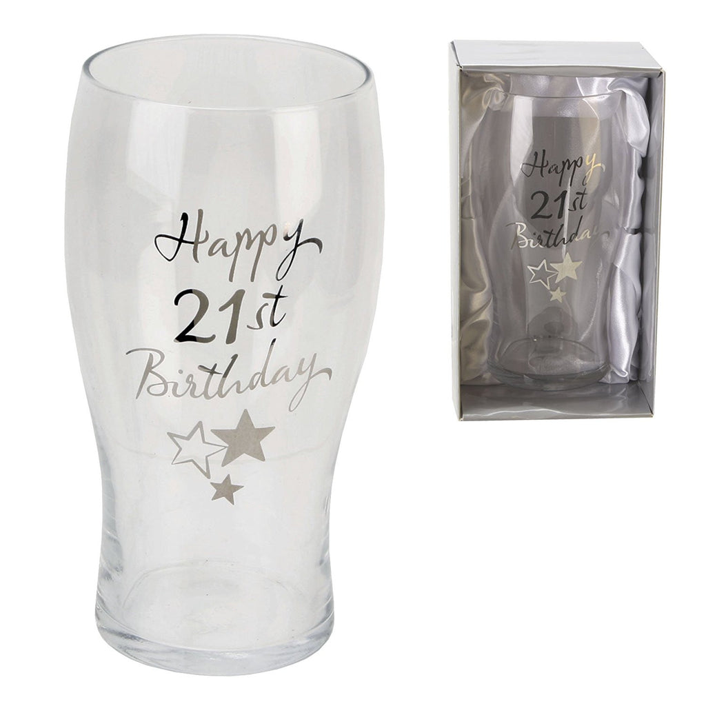 Juliana Happy 21st Birthday Pint Glass in Gift Box G31921 - hanrattycraftsgifts.co.uk