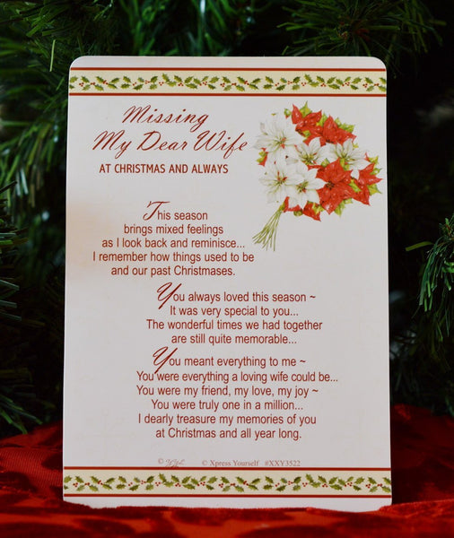 Graveside Memorial Christmas Card & Holder -Missing My Dear Wife - 3522 - hanrattycraftsgifts.co.uk