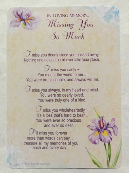 Grave Card - In Loving Memory Missing You So Much - hanrattycraftsgifts.co.uk