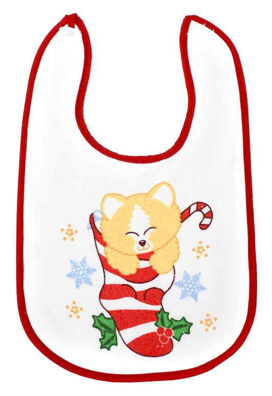 Soft Touch Baby Girl/Boy Velcro Fasten Towel Bib with Festive Xmas Cat/Kitten Design - hanrattycraftsgifts.co.uk