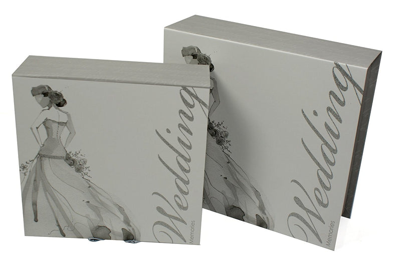 Set Of Two Wedding Memories Keepsake Boxes (SILVER) - hanrattycraftsgifts.co.uk