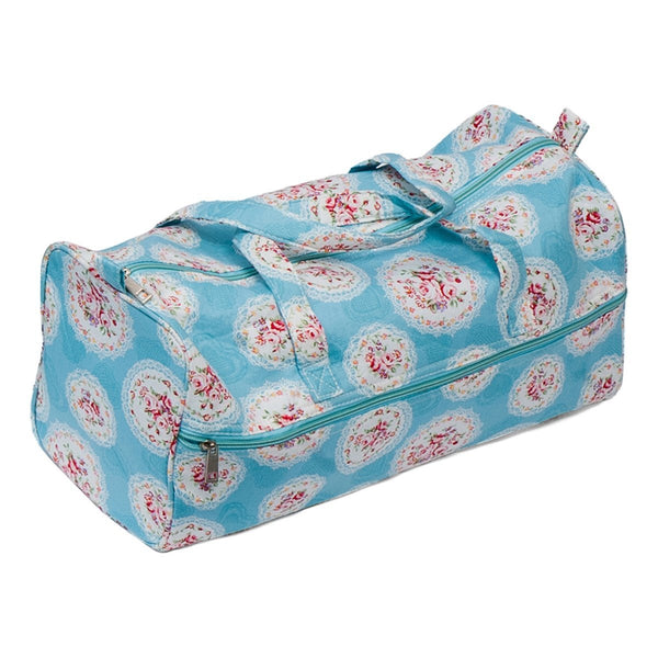 Hobby Gift Floral Design Knitting Bag on Blue (15 x 42 x 17.5cm) - hanrattycraftsgifts.co.uk