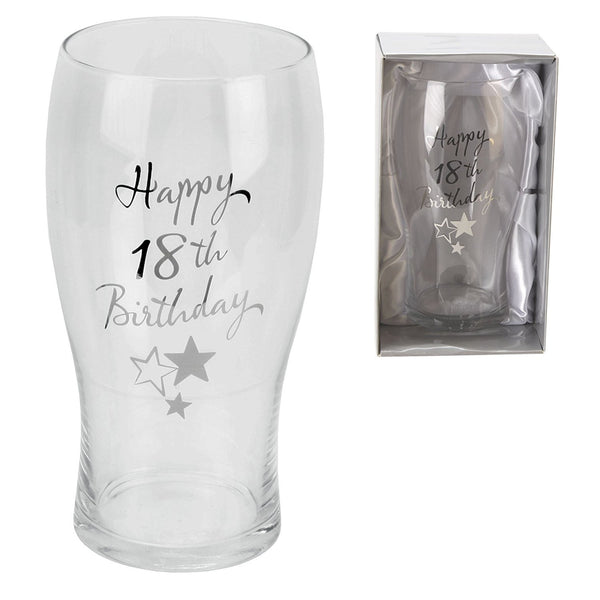 Juliana Happy 18th Birthday Pint Glass in Gift Box G3191B - hanrattycraftsgifts.co.uk