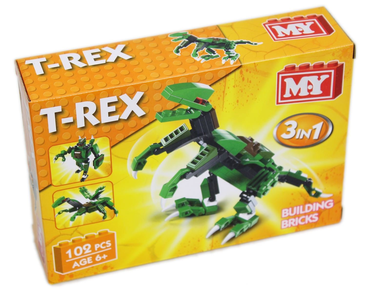 MY Building Bricks Dinosaur 3 In 1 Construction Set ~ T Rex - hanrattycraftsgifts.co.uk