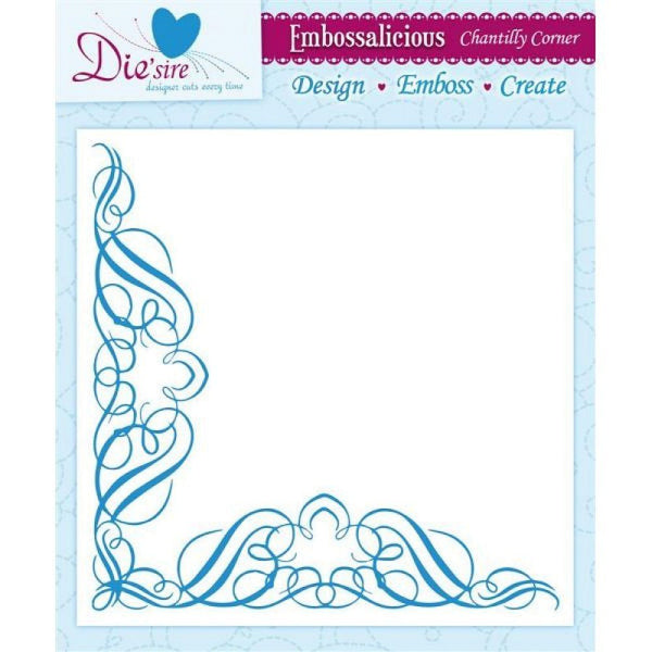 Crafters Companion Chantilly Corner - 8in x 8in Embossalicious Embossing Folder - hanrattycraftsgifts.co.uk