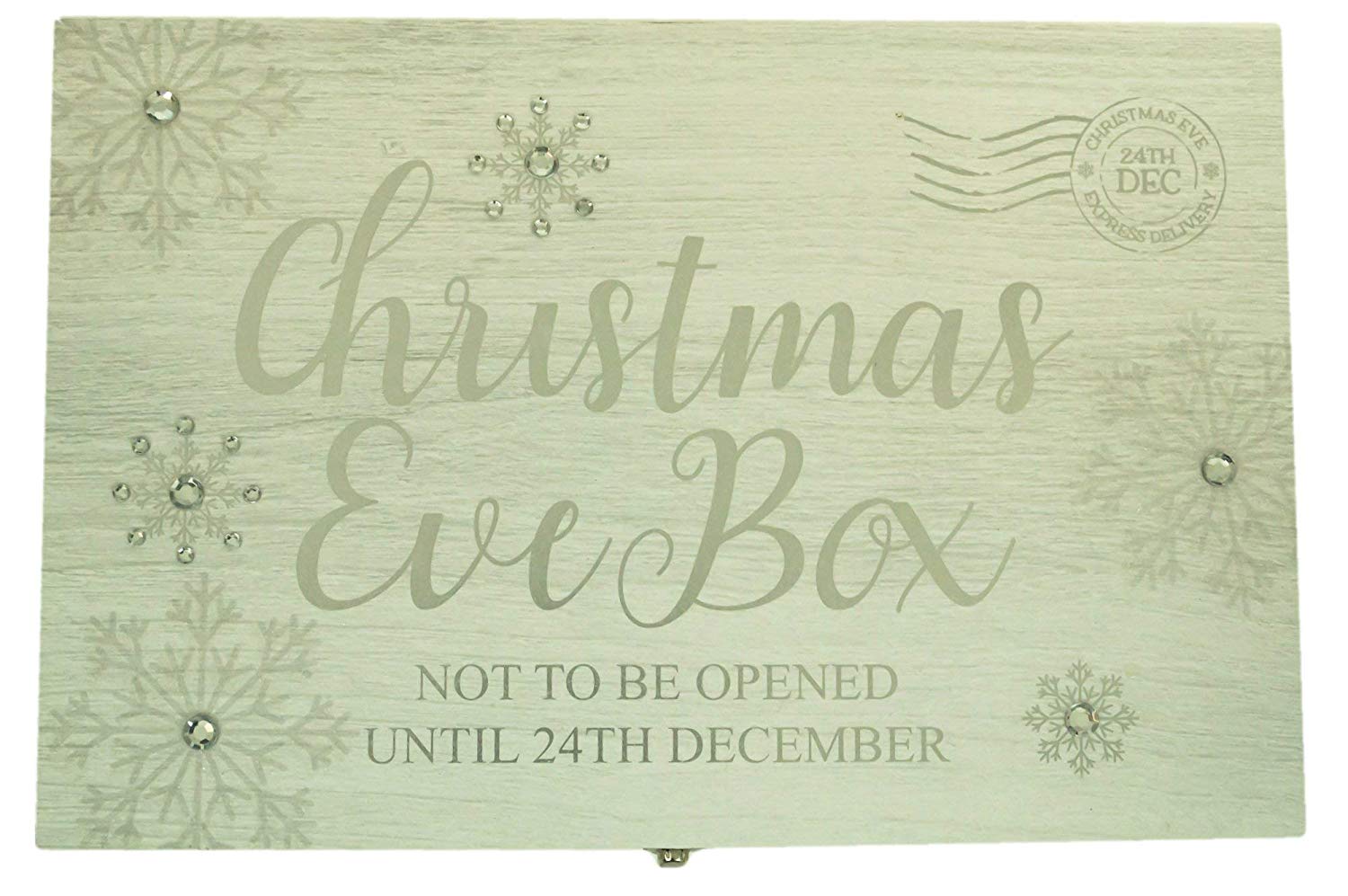 Wooden Silver Christmas Eve Gift Box with Glass Gem Inlay - hanrattycraftsgifts.co.uk