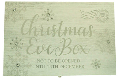 Wooden Silver Christmas Eve Gift Box with Glass Gem Inlay - hanrattycraftsgifts.co.uk