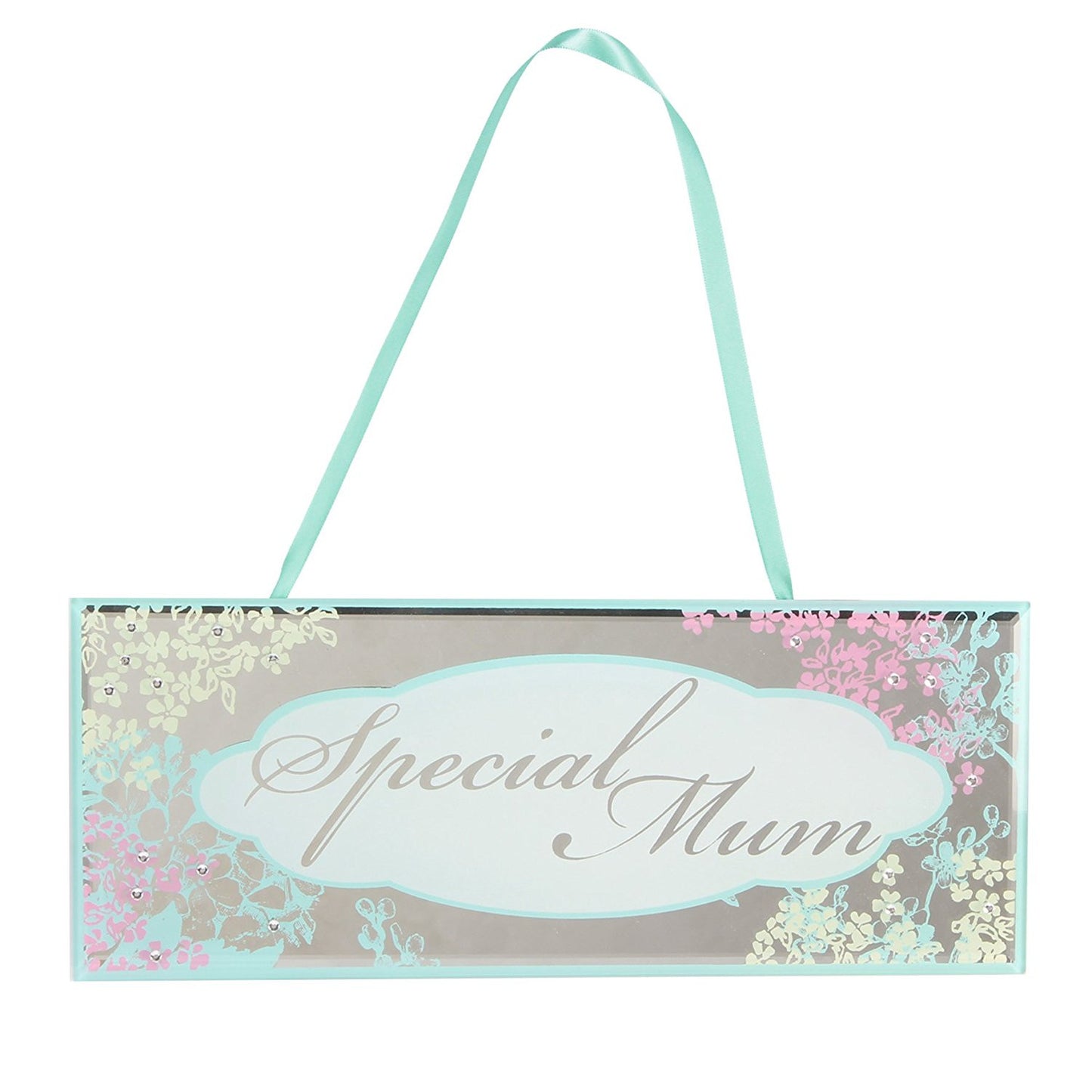 Mum Gift - Vintage Style Mirrored Mum Plaque Pastel Floral Colours - hanrattycraftsgifts.co.uk