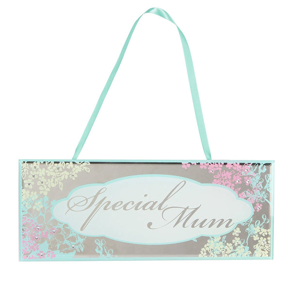Mum Gift - Vintage Style Mirrored Mum Plaque Pastel Floral Colours - hanrattycraftsgifts.co.uk