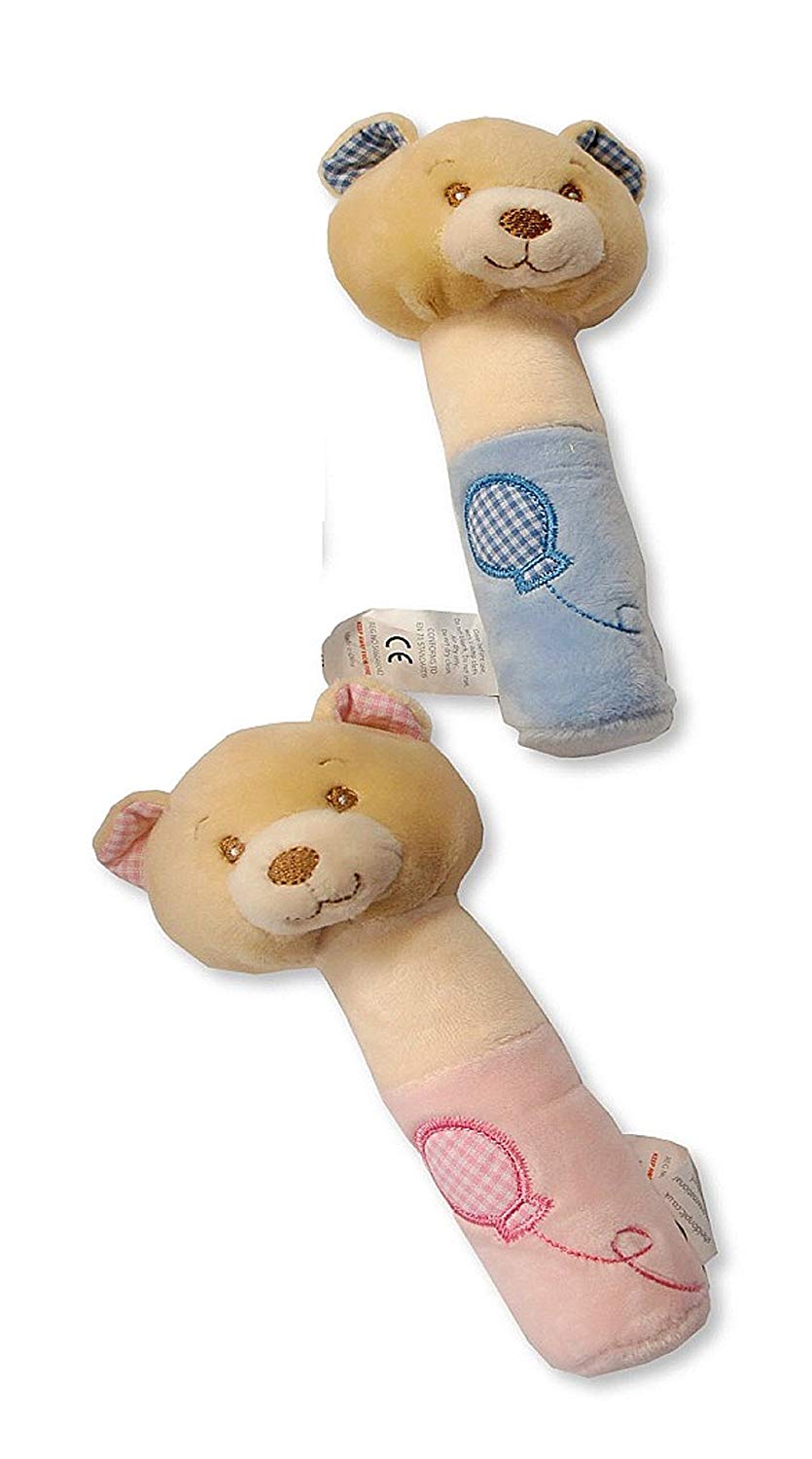 Teddy Squeaky Baby Rattle Soft Toy Gift - hanrattycraftsgifts.co.uk