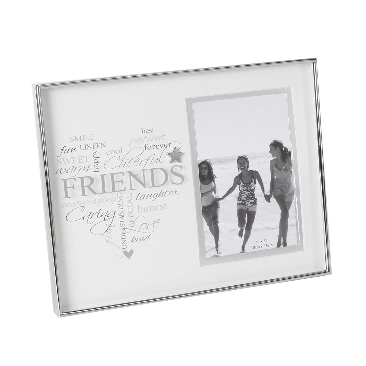 Heartfelt Moments Nickel Plated Frame Heart 4" x 6" Friends - hanrattycraftsgifts.co.uk
