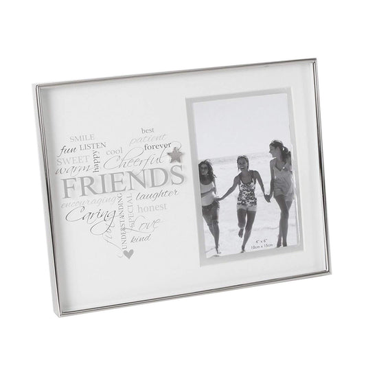 Heartfelt Moments Nickel Plated Frame Heart 4" x 6" Friends - hanrattycraftsgifts.co.uk