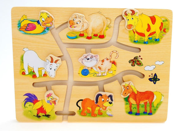 Wooden Match the Head Farm Animals Puzzle - hanrattycraftsgifts.co.uk