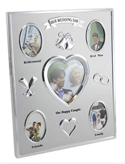 our wedding day silver colour photo frame 5 spaces for pictures - hanrattycraftsgifts.co.uk