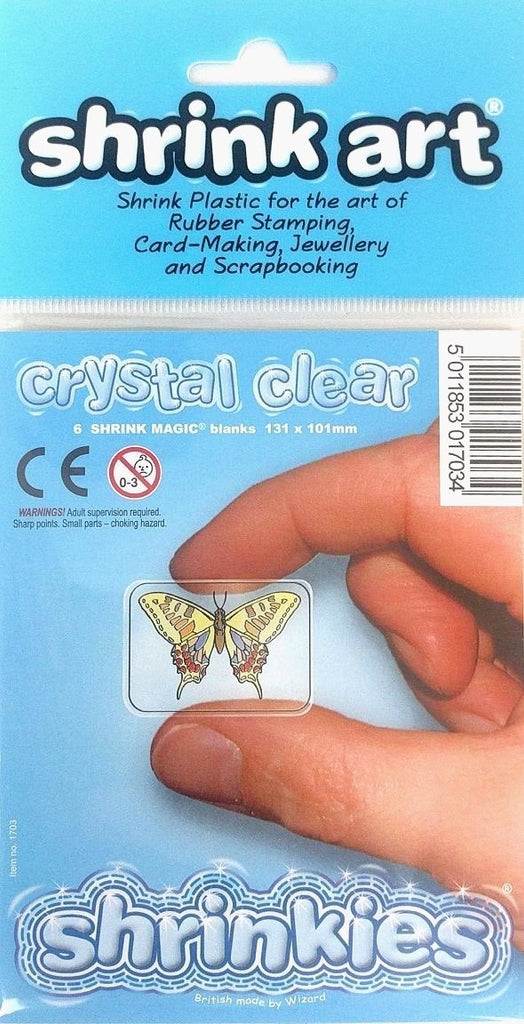 Small CRYSTAL CLEAR Shrink Plastic Sheets - Shrink Art by Wizard - hanrattycraftsgifts.co.uk