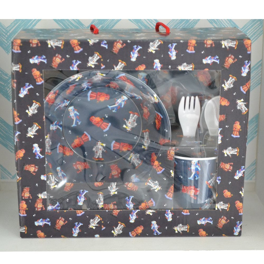 Powell Craft Melamine Toddler Dinner Set, ROBOT - hanrattycraftsgifts.co.uk