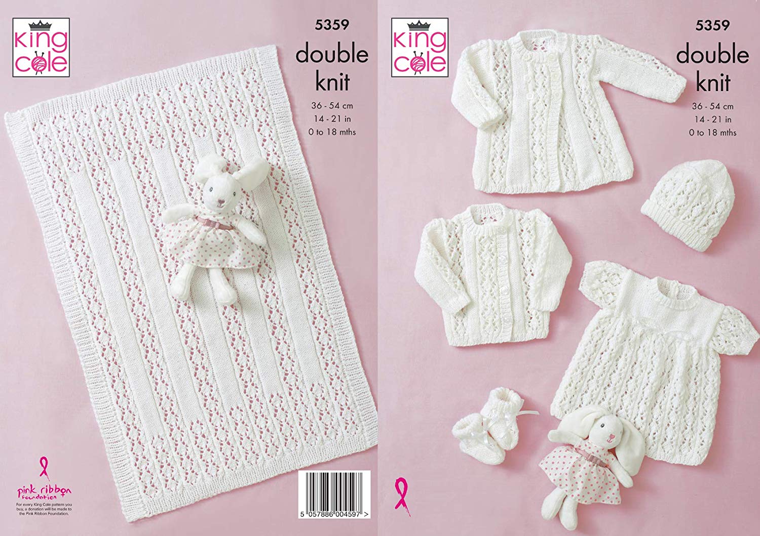 King Cole 5359 Knitting Pattern Baby Coat Jacket Top Hat Bootees Blanket in Comfort DK - hanrattycraftsgifts.co.uk