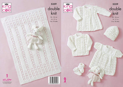 King Cole 5359 Knitting Pattern Baby Coat Jacket Top Hat Bootees Blanket in Comfort DK - hanrattycraftsgifts.co.uk