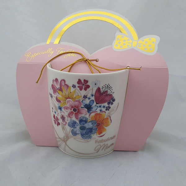 Fantastic Mother Flowers Design Heart Bow Display Gift Present Mug