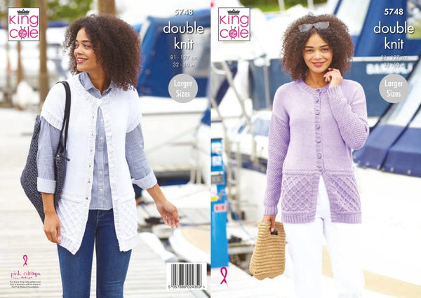 King Cole 5748 Adult DK Coat Cardigan Knitting Pattern