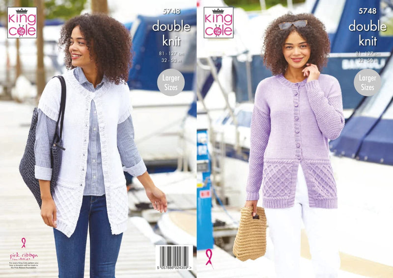 King Cole 5748 Adult DK Coat Cardigan Knitting Pattern