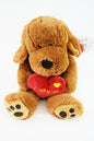 Floppy Dog Cuddly Toy Valentines Gift Brown Puppy Love Heart with Love You Heart - hanrattycraftsgifts.co.uk