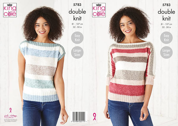 King Cole Women's Boat Neck Knitting Pattern (5783)