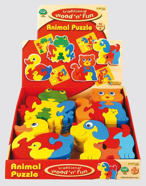 Wooden Animal Design Puzzle 17cm  (D60174E) *Design may vary* - hanrattycraftsgifts.co.uk