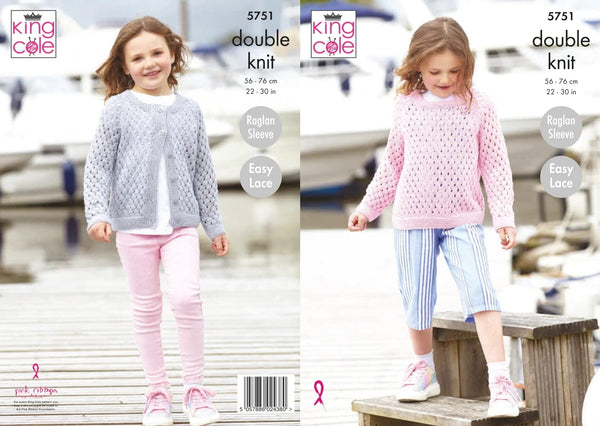 King Cole 5751 Child DK Sweater Cardigan Knitting Pattern
