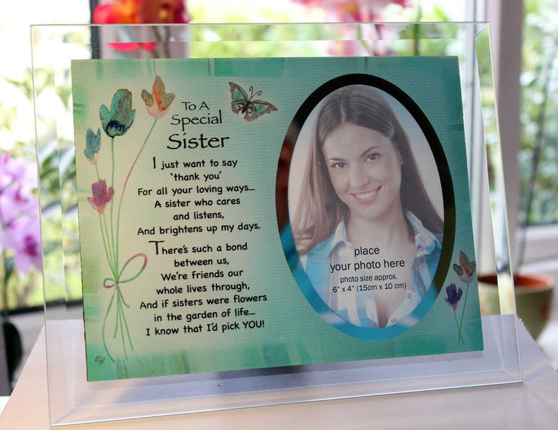 Inspirational Glass Poem Photo Frame for a Very Special Sister Birthday Gift Or Any Occasion Keepsake to Treasure Forever! - hanrattycraftsgifts.co.uk
