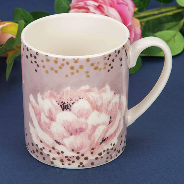 Mug made of fine porcelain, motif: Swan Lake, pink