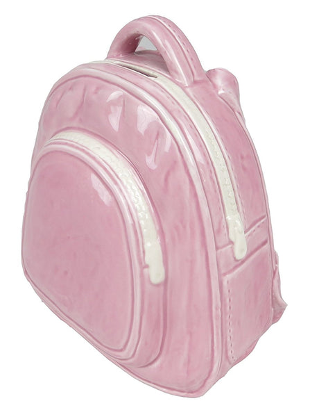Ceramic Rucksack Money Bank in Pink - hanrattycraftsgifts.co.uk