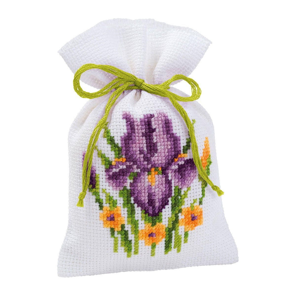 Vervaco "Iris" Pot-Pourri Bag Counted Cross Stitch Kit, 100 Percent Cotton, Multi-Colour - hanrattycraftsgifts.co.uk