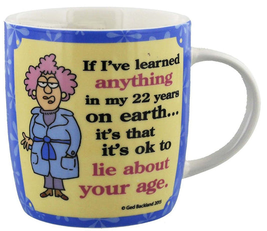 aunty acid mug if ive learned anything on my 22 years on earth its that its ok to lie about your age - hanrattycraftsgifts.co.uk