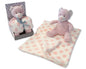 Baby Girls Pink Soft Teddy Bear & Polkadot Blanket - Boxed Gift Set - hanrattycraftsgifts.co.uk