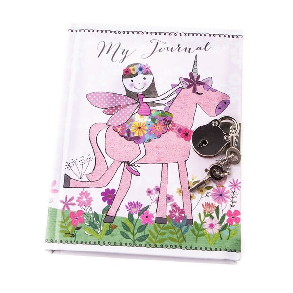 fairy & unicorn colurfull glittered notebook ,journal locakable - hanrattycraftsgifts.co.uk