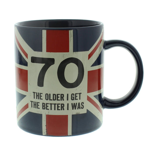 UNION JACK BIRTHDAY GIFT - MUG 70th BIRTHDAY HM807 - BRAND NEW AND BOXED - hanrattycraftsgifts.co.uk