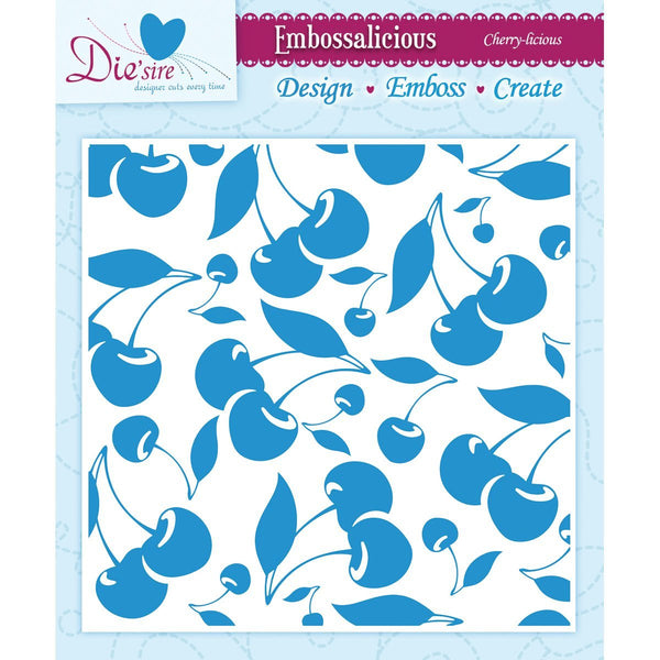 Crafter's Companion EF6-CHRRY Embossalicious Embossing Folder Cherry-Licious, 6-Inch x 6-Inch - hanrattycraftsgifts.co.uk