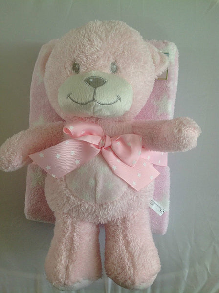 HUGGABLE-PLUSH-BABY-BEAR-WITH-BLANKET pink - hanrattycraftsgifts.co.uk