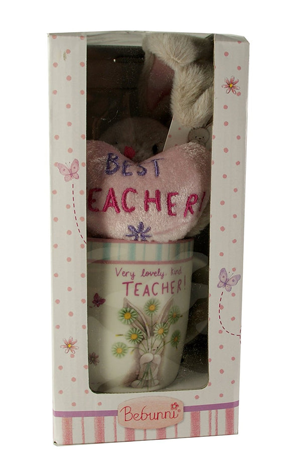 Best Teacher Mug and Soft Bunny Teddy Gift Set - hanrattycraftsgifts.co.uk