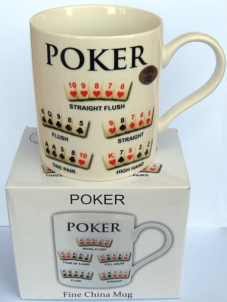 Poker Mug - Favorite Poker Hands Fine China Mug in Presentation Gift Box - hanrattycraftsgifts.co.uk