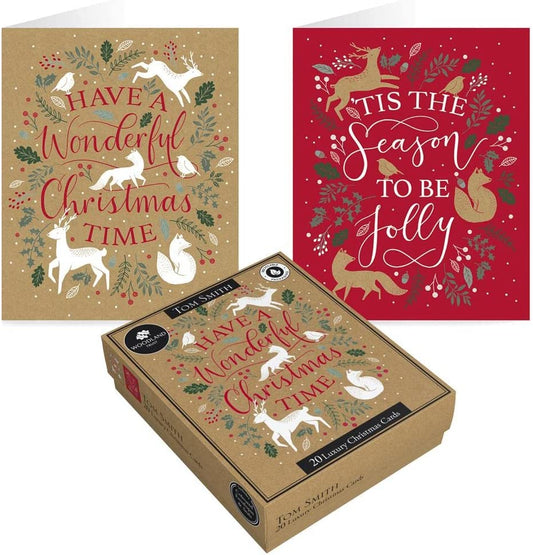 Tom Smith 20 Luxury Kraft Paper Forest Christmas Cards