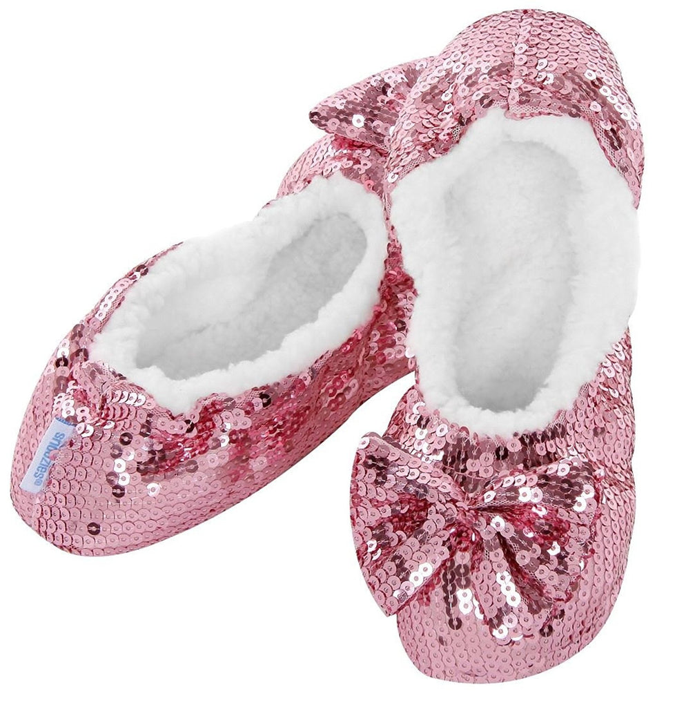 Snoozies Ballerina Bling Kids Childrens Fluffy Slippers (Medium | 1-2, Pink) - hanrattycraftsgifts.co.uk