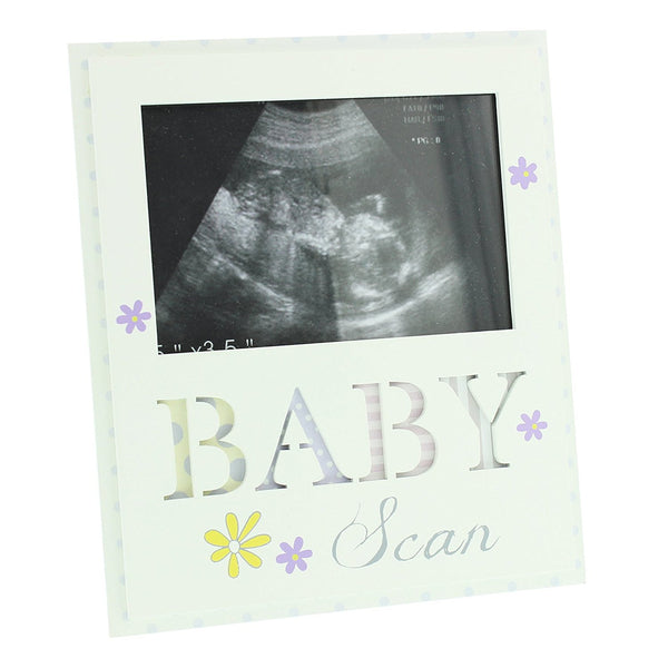 Baby Scan Sonograph frame - white with flowers - hanrattycraftsgifts.co.uk