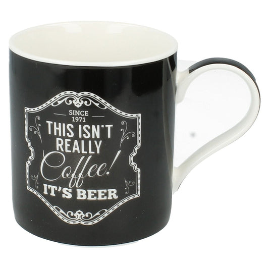Leonardo Gents Quarter Black China Mug in Gift Box - This Isn't Coffee It's Beer - hanrattycraftsgifts.co.uk