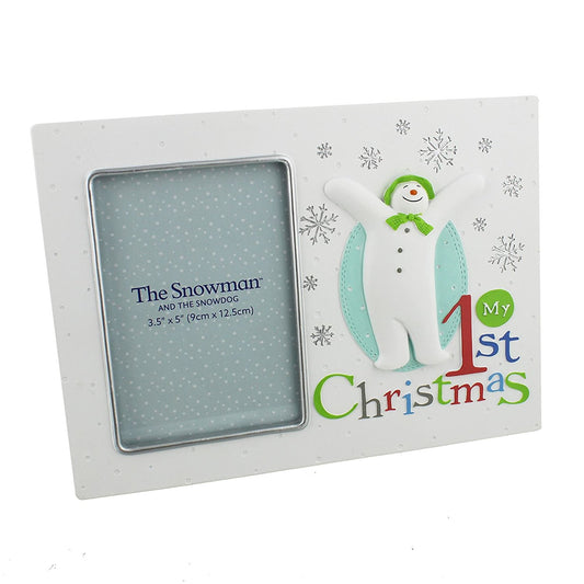The Snowman & The Snowdog My 1st Christmas White Photo Frame 3.5" x 5" Photo - hanrattycraftsgifts.co.uk