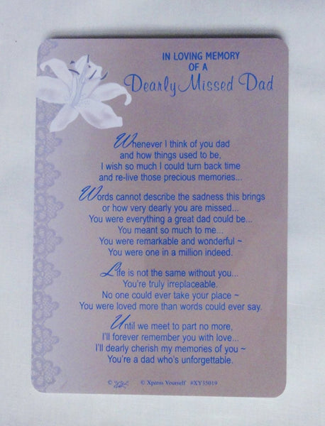 Grave Card In Loving Memory Of A Dearly Missed Dad - hanrattycraftsgifts.co.uk